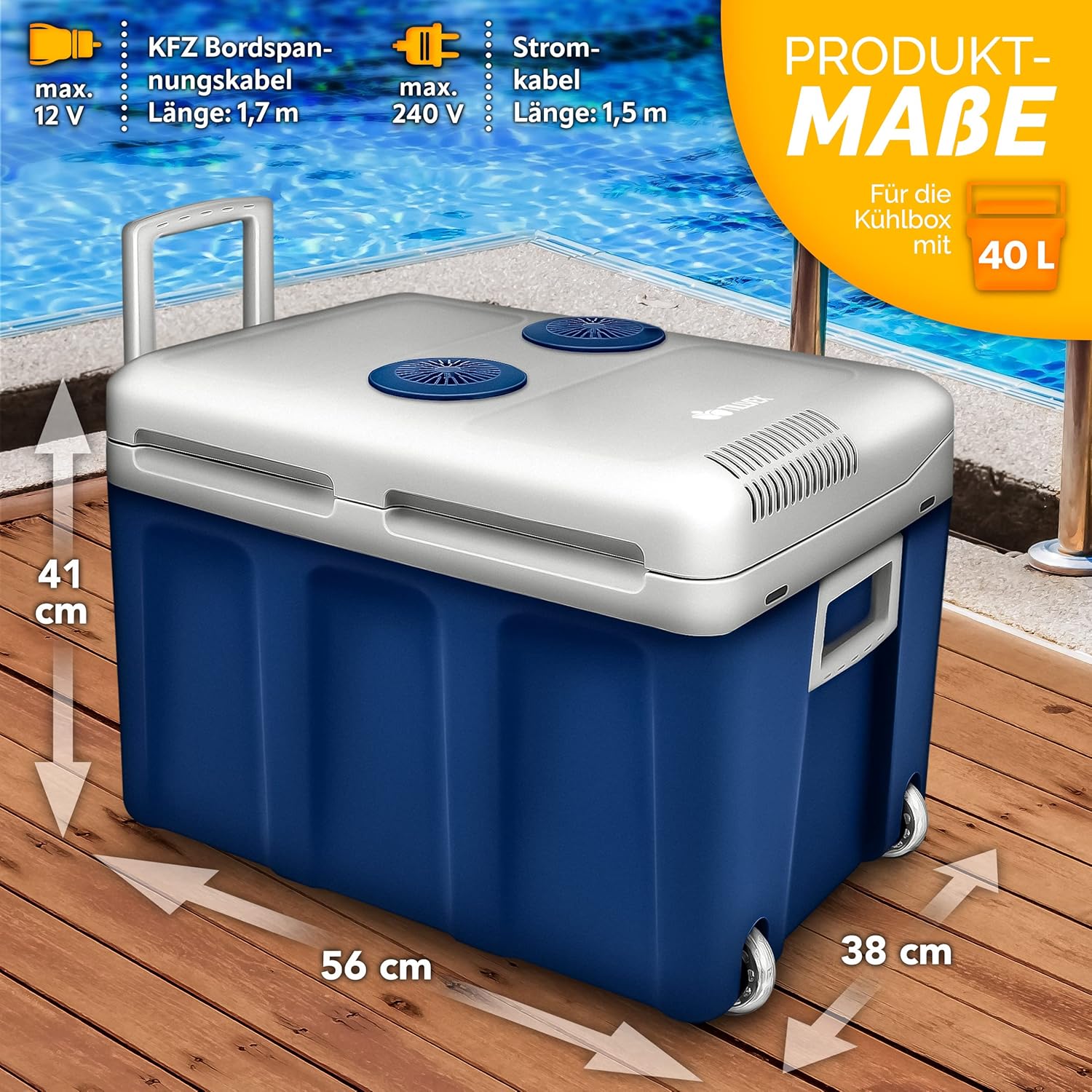 Koelbox Elektrisch – 12V en 230 volt - Coolbox - Frigobox - 40L – Blauw