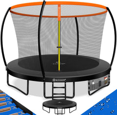 KESSER® Trampoline Ø366 cm, TÜV Rheinland GS-gecertificeerd, tuintrampoline, kindertrampoline tot 150 kg, complete set met veiligheidsnet, ladder, randafdekking en accessoires
