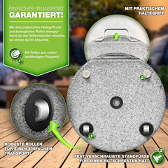 Tillvex® Parasolvoet op wielen - Graniet 27kg - Ø16mm-Ø48mm - Grijs