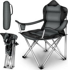 TRESKO® Campingstoel - Visstoel - Vouwstoel - Grijs