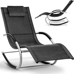 tillvex Relaxstoel, tuinligstoel, weerbestendig, 150 kg belasting, zonnebed, ademend (zwart)