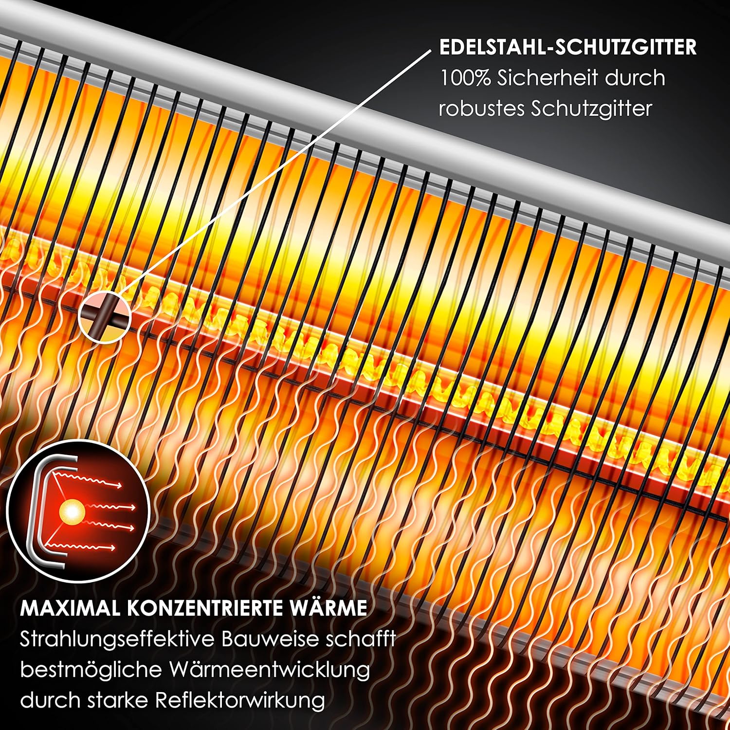 KESSER® Staande warmtestraler, infrarood staande warmtestraler, incl. beschermhoes, warmtestraler, terras, infraroodstraler, torenverwarming, 2000 W, terrasstraler, staande verwarming met