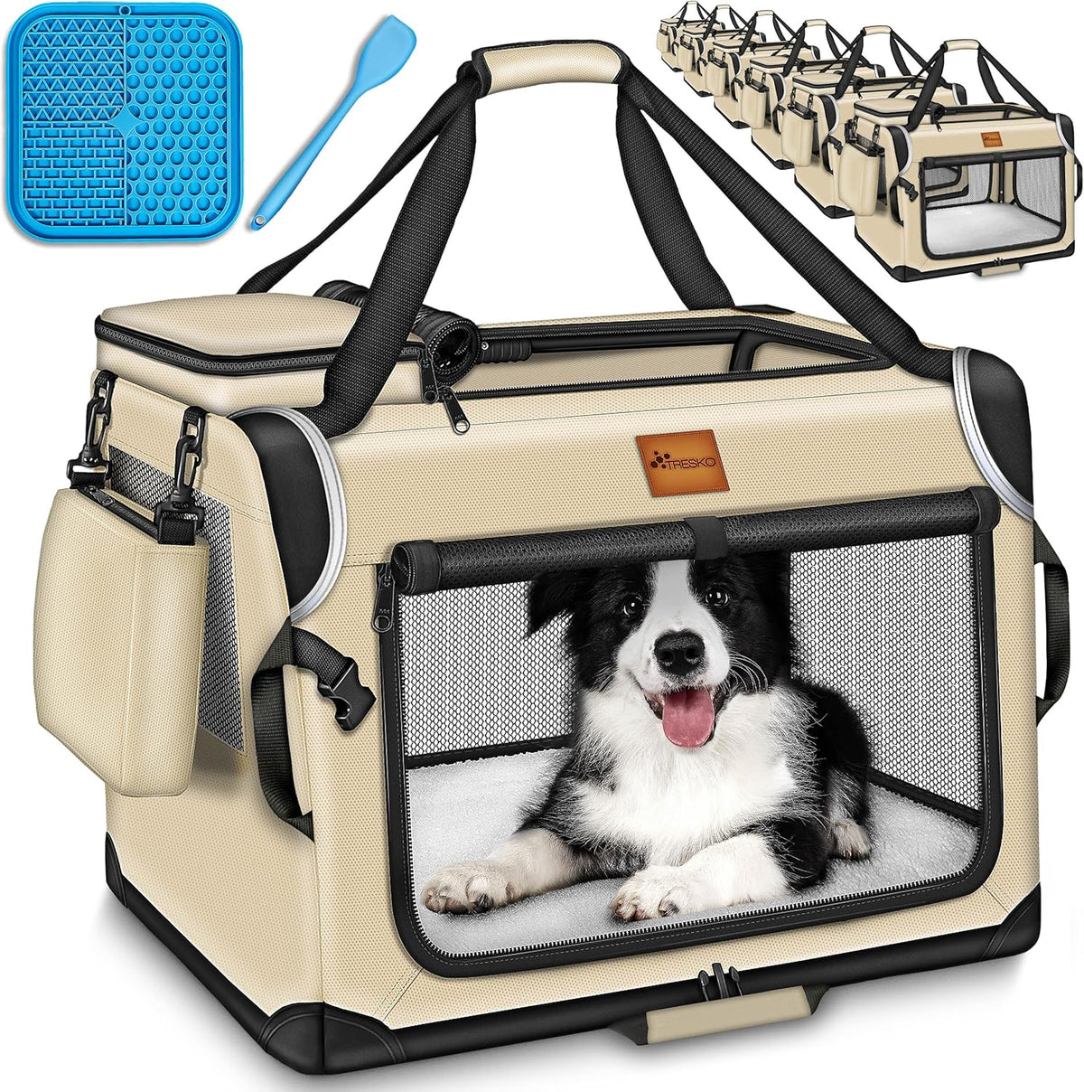 Reisbench hond - Draagtas hond - Transportbox - 92x63x63 cm - Beige