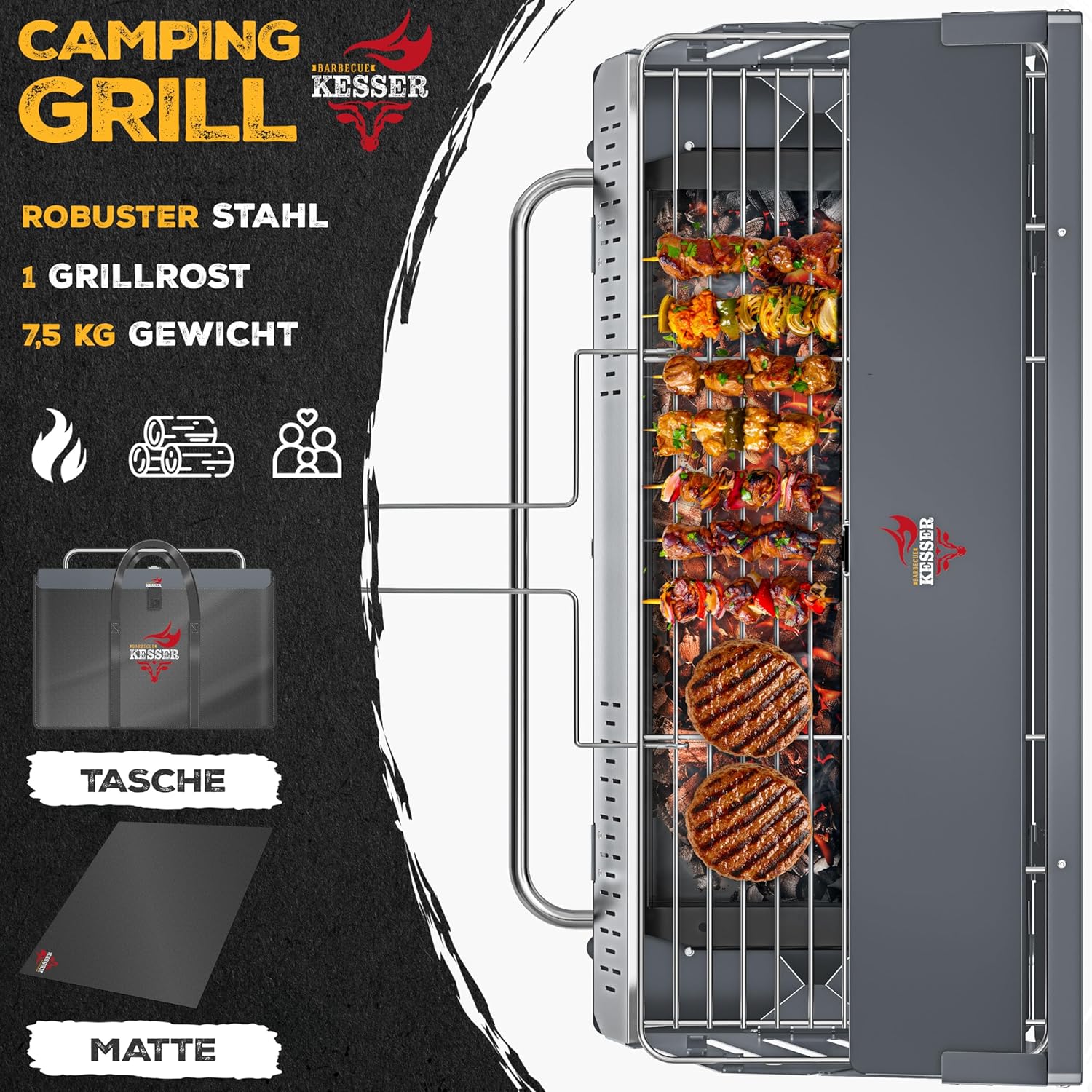 KESSER® XL Houtskoolbarbecue - BBQ - Zilver