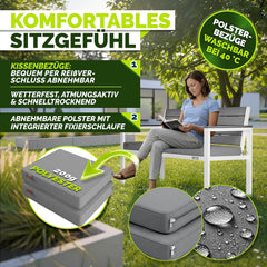 Tuinbank - Weerbestendig - 2-3 personen - 130 cm - Grijs/Wit - Tillvex