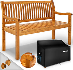 tillvex Houten tuinbank, 3-4-zits incl. afdekking, weerbestendig, 150 cm, massief houten parkbank, 320 kg belastbaar, voor balkon, terras en tuin, lichtbruin