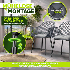 Tuinstoelen - Weerbestendig - Met armleuning - Set van 2 - Grijs - Tillvex®