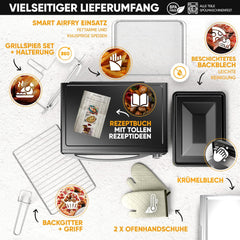 Stillstern CYCLONE PRO+ Mini-oven met convectie 60L, pizza Ø40, CYCLONE PRO+ anti-aanbaklaag, ontdooien, 2-uurs timer, camping mini-oven hete lucht pizzaoven mini-oven kleine