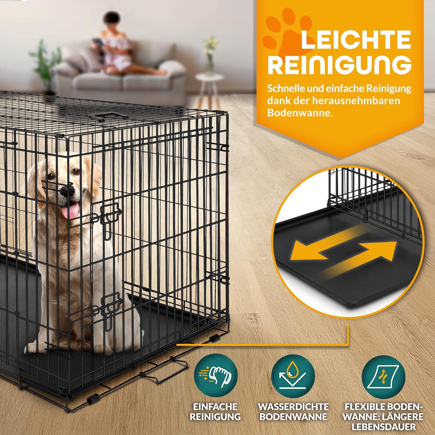 TRESKO® Hondenbox - Transportbox - Opvouwbaar - 122x74x80 - Zwart