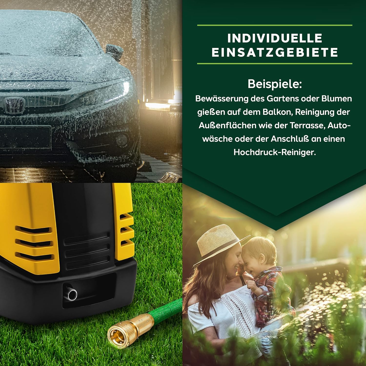 Flexibele Tuinslang - Inc. sproeikop - 22,5 meter - Groen
