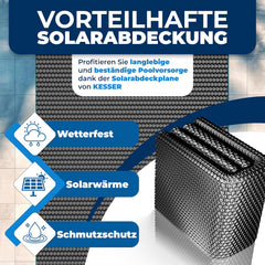 Zwembad Afdekzeil - Rechthoekig - Solarzeil - 260x160 cm - Zwart - KESSER®