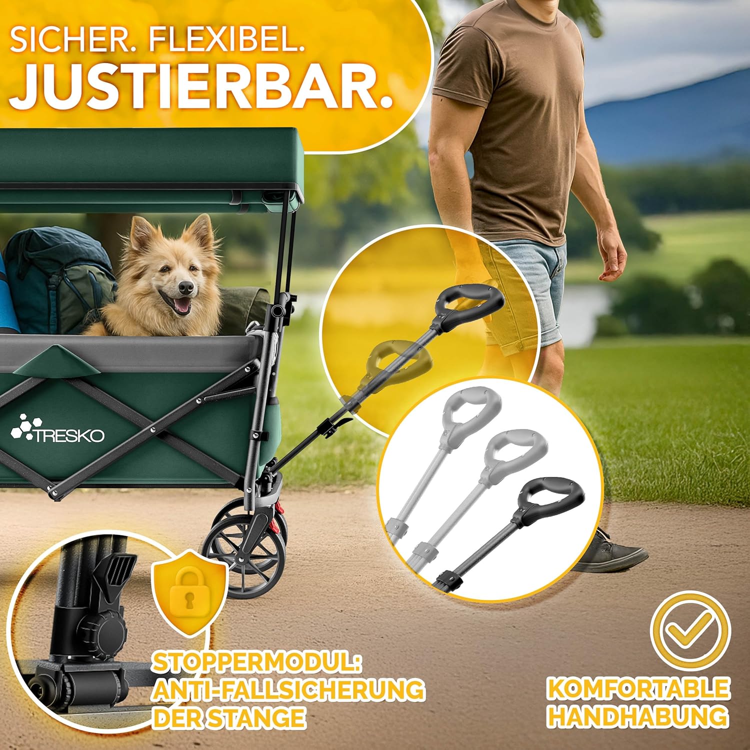 TRESKO® Bolderkar - Opvouwbaar - Bolderwagen - Groen