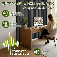 Wandpanelen - Akoestische panelen - Lattenwand - 2 stuks - 120x60 cm - Zwart - TRESKO