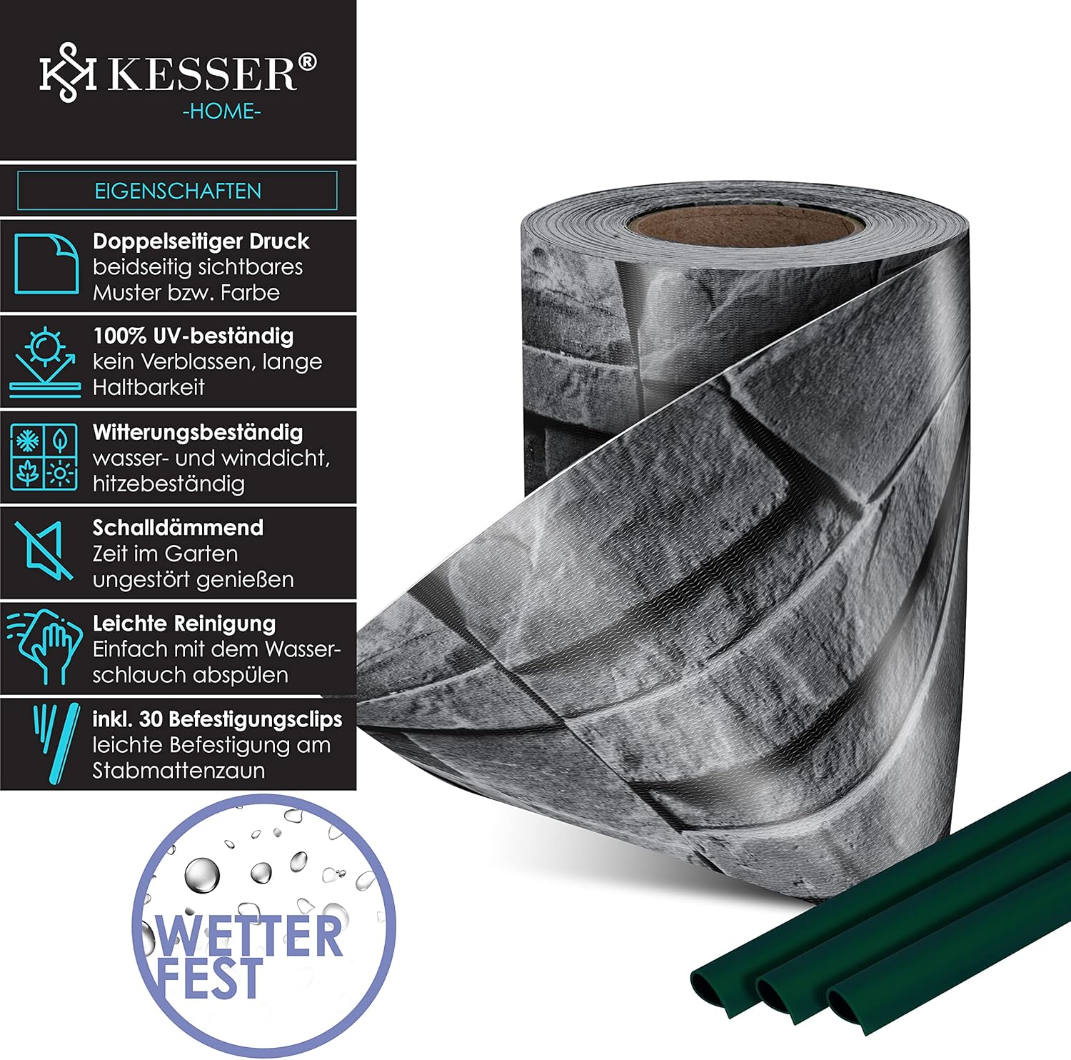 Vlechtband - Privacyfolie - Hekfolie - 70m - PVC - Grijs - KESSER®
