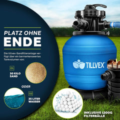 Tillvex® Zandfilter - Zandfilterpomp - 13200L/u - Blauw