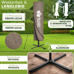 Zweefparasol - Tuinparasol - Parasol 235x235 cm - Met voet - Met Parasolhoes - Tillvex