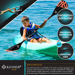 KESSER® Kajakstoel Premium voor SUP Board Stand Up Paddle Surfboard Seat - Incl. Met tas - SUP Paddling Paddling Paddling Paddleboards Gewatteerde zitting 32x38cm, Rugleuning 51x45cm snel en eenvoudig