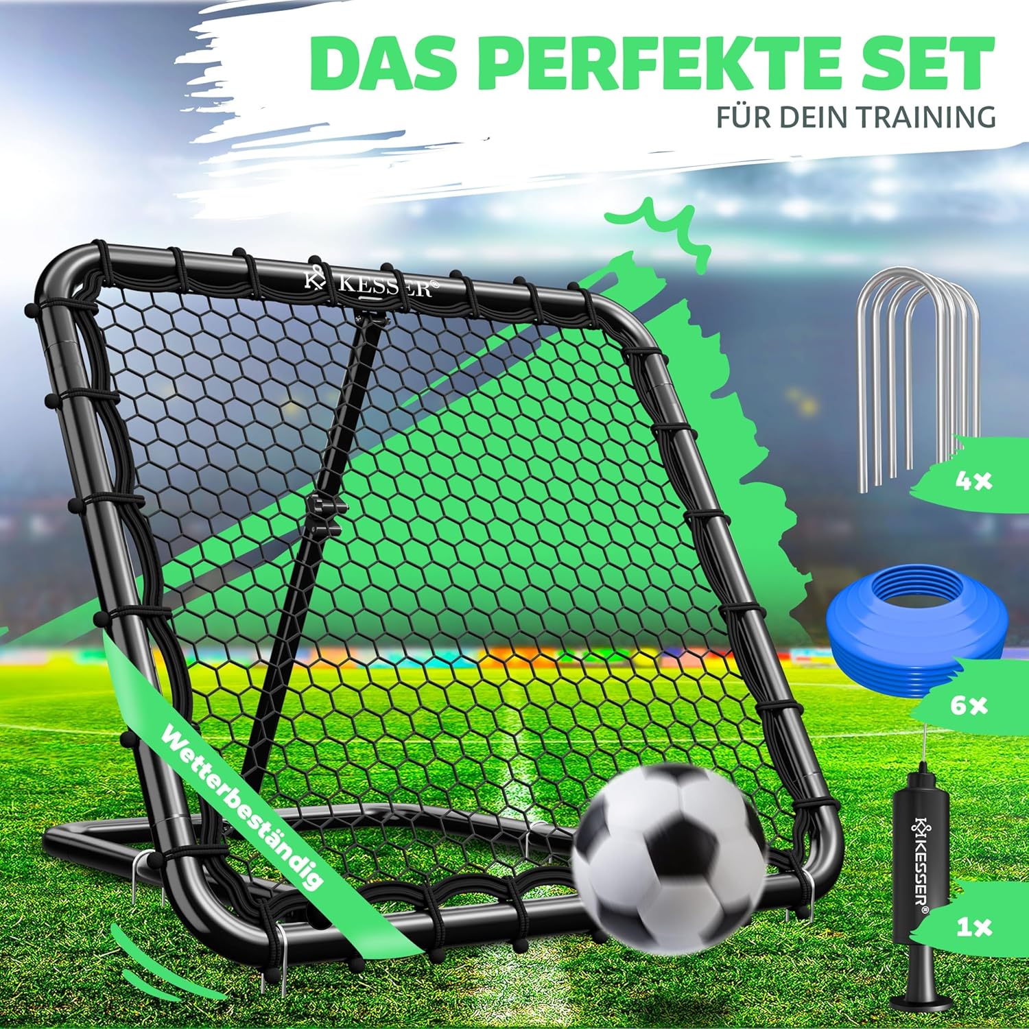 KESSER® Voetbal Rebounder - Kickback - Tchouk - 100x100cm - Zwart