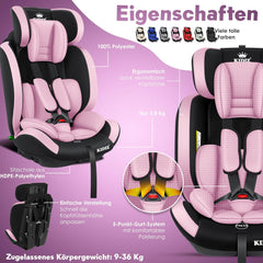KIDIZ® Autostoeltje - 5-punts veiligheidsgordel - Roze