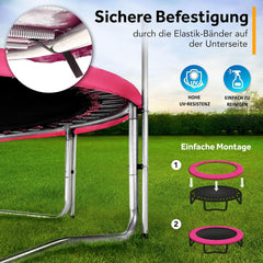 Kiduku Randafdekking voor de trampoline, diameter 366 cm, scheurvast, 100 procent uv-bestendig, veerafdekking, randbescherming, roze