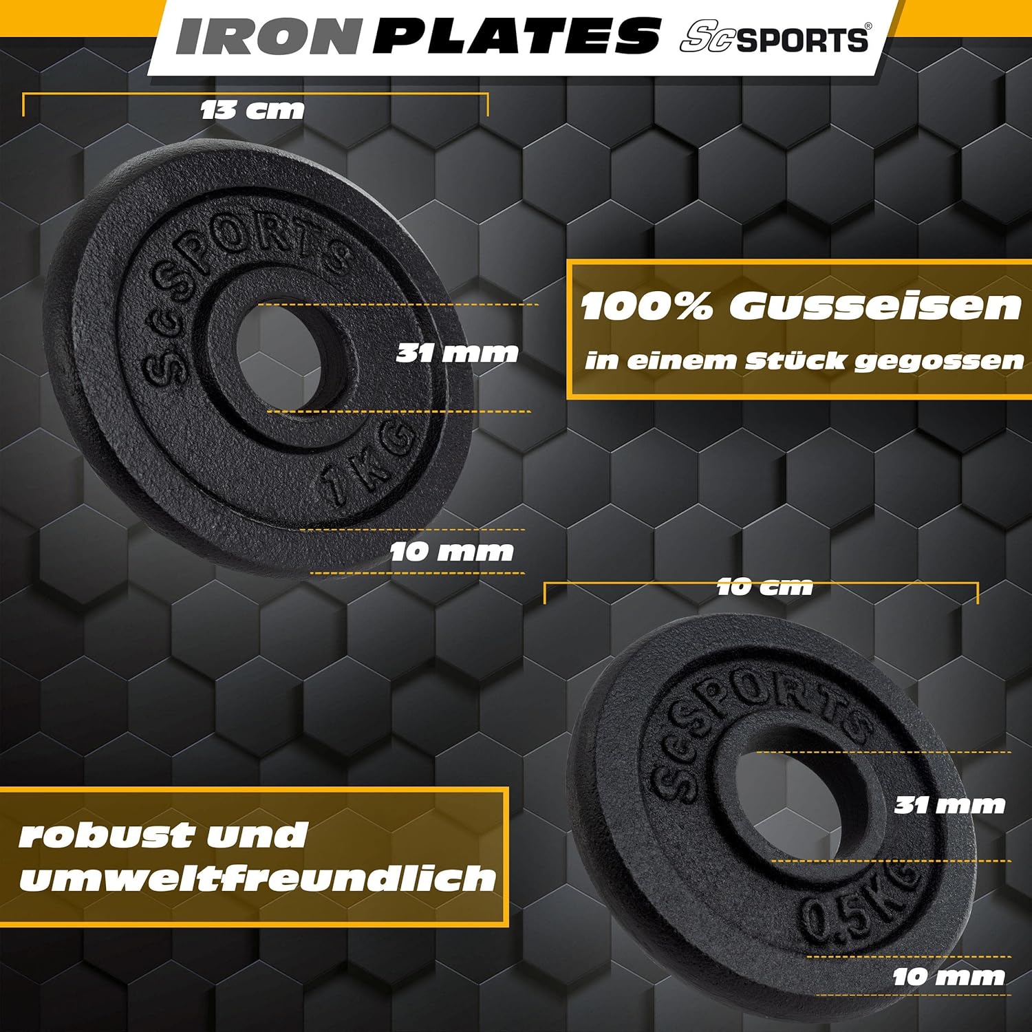 Halterschijven - Halterset- 30 mm - Gietijzer - 15 kg - ScSPORTS®