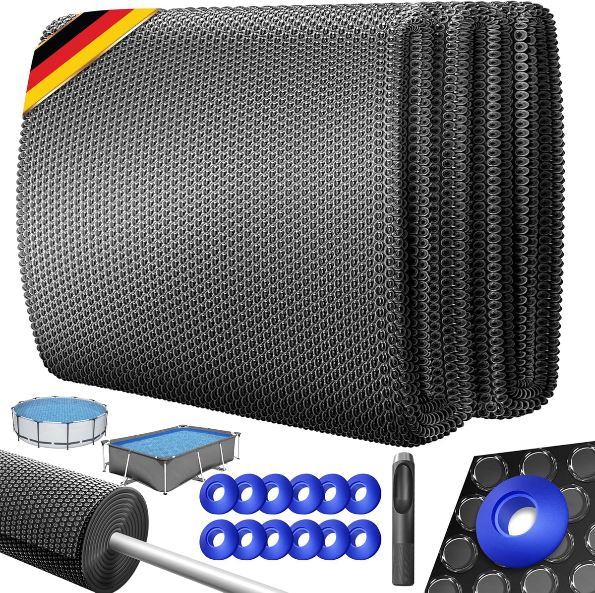 KESSER® Zwembad zonnezeil - Afdekzeil - Ø457cm - Blauw