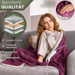 Elektrische deken - Warmtedeken - 1 persoons - 130x180 cm - Rood - Sinnlein®