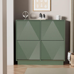 UEV Schoenenkast met 4 kleppen, smal, drukdeuropener, push-to-open, schoenenkast met kantelbeveiliging, schoenenkast voor woonkamer, slaapkamer, hal, ruimtebesparend, groen