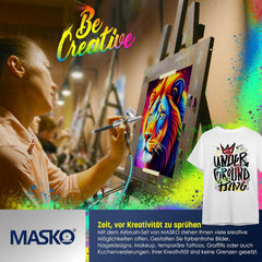 MASKO® Airbrush-set met compressor 4 bar incl. airbrush-pistolen | lakpistool complete set tattoo kunst schilderij | naalden & spuitmonden in accessoires | multifunctionele dubbele set met manomter en