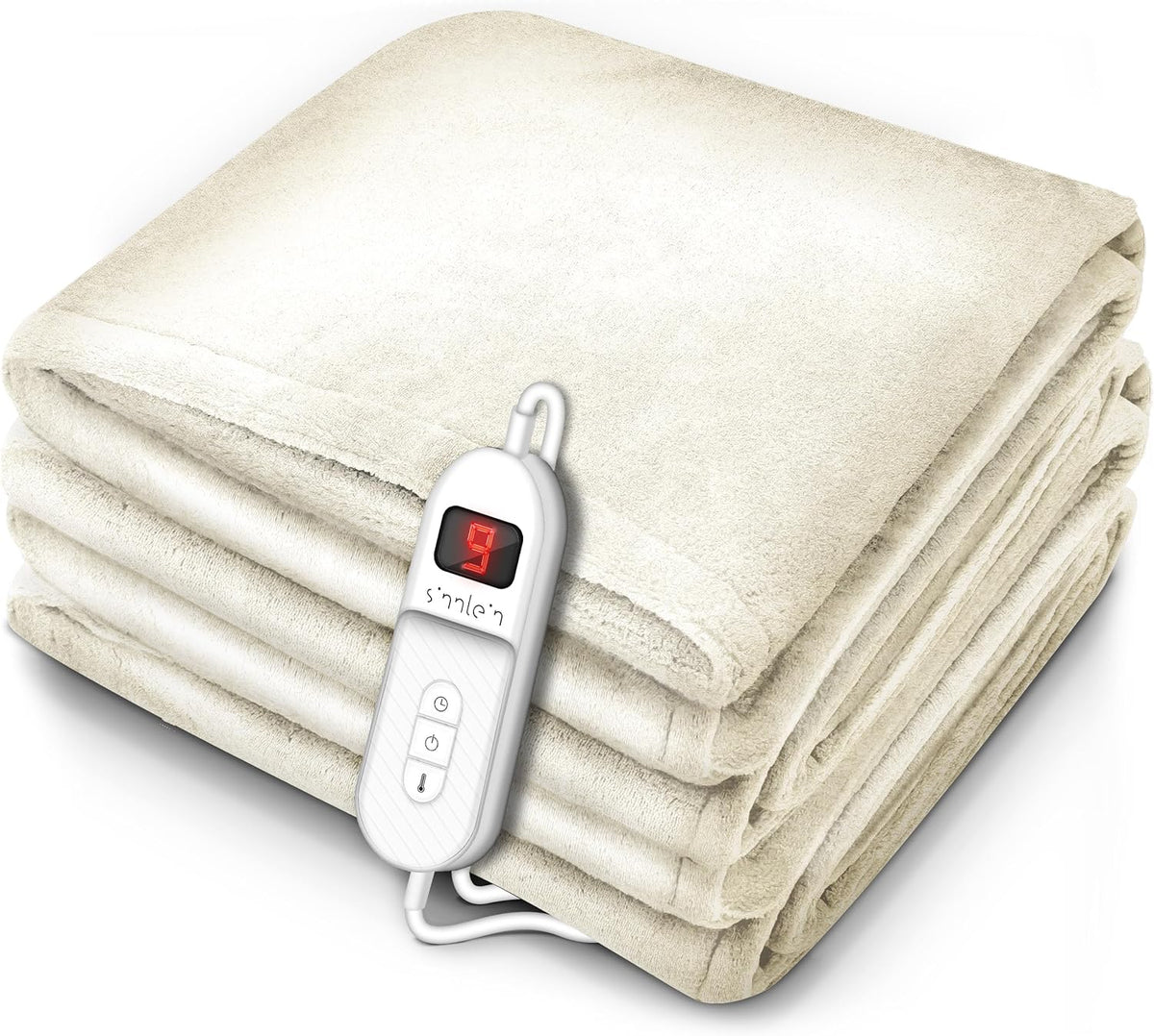 sinnlein® Elektrische deken van pluche, 180 x 130 cm, elektrische warmtedeken met automatische uitschakeling, knuffeldeken, timerfunctie, 9 temperatuurniveaus, wasbaar tot 40 °C, digitaal display