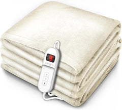 sinnlein® Elektrische deken van pluche, 180 x 130 cm, elektrische warmtedeken met automatische uitschakeling, knuffeldeken, timerfunctie, 9 temperatuurniveaus, wasbaar tot 40 °C, digitaal display