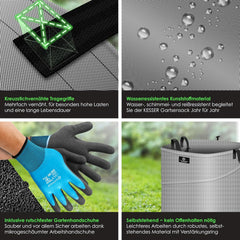 KESSER® Pop-up-tuinzak, 175 liter, inclusief handschoenen, zelfstaand met handgrepen, stabiel, robuust en opvouwbaar, voor het snijden van gazon, tuinzakken voor tuinafval, groen