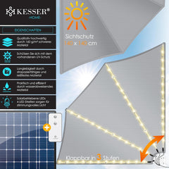 KESSER® opvouwbaar balkonscherm - LED - 140x140cm - Lichtgrijs