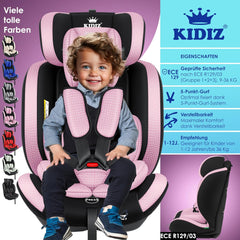 KIDIZ® Autostoeltje - 5-punts veiligheidsgordel - Roze