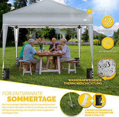 tillvex Paviljoen, 3 x 3 m, waterdicht, set van 4 zandzakken, pop-up vouwpaviljoen, stabiel en in hoogte verstelbaar, tuintent, uv-bescherming 50+, partytent met tas voor tuin, grijs