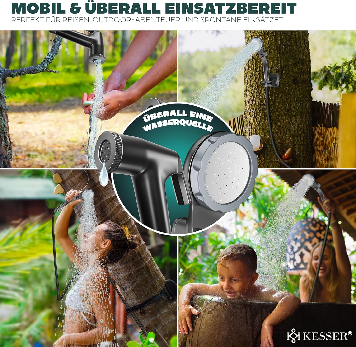 KESSER® Campingdouche - Tuindouche - Mobiele douche - Grijs