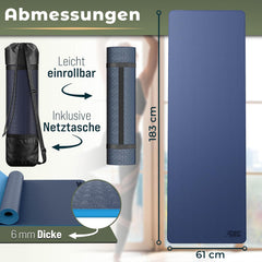 Yogamat - Fitness mat - Sportmat - Yoga mat extra dik - 183x61 cm - Blauw - RE:SPORT