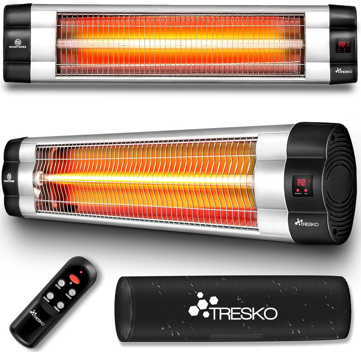 Terrasverwarmer - Infrarood Verwarming - Elektrisch - Heater - 2500W - Zilver - TRESKO®