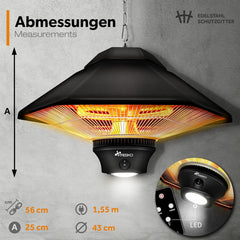 Infrarood Verwarming - Terrasverwarmer - Elektrisch - Heater - Zwart - TRESKO®