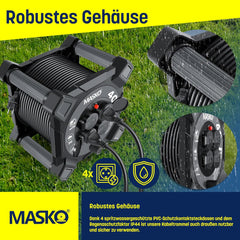 Masko® Kabelhaspel 40m - Verlengkabel - IP44 - Zwart