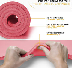 Yogamat - Fitness mat - Sportmat - Yoga mat extra dik - 190x100x1.5 - Rood - TRESKO