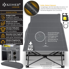 Veldbed - 1 Persoons - Kampeerbed - Stretcher - Grijs - KESSER®