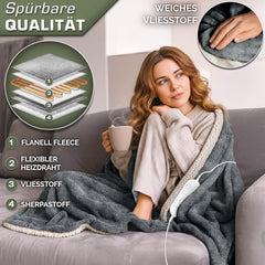Elektrische deken - Warmtedeken - 1 persoons - 160x120 cm - Donkergrijs - Sinnlein®