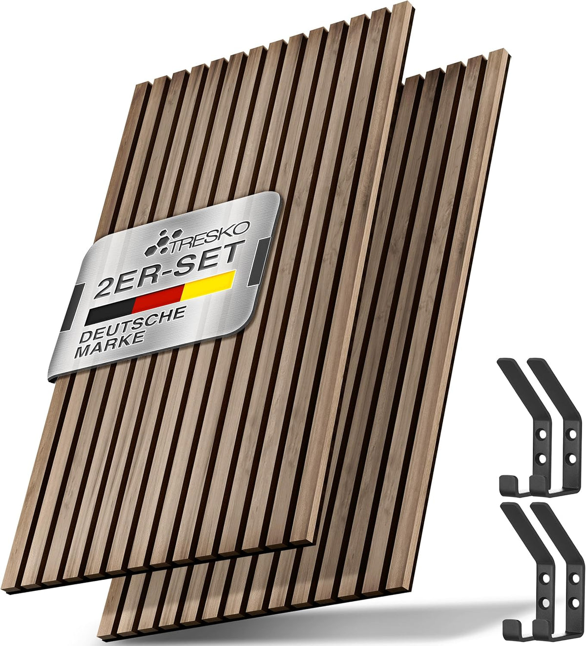 Wandpanelen - Akoestische panelen - Lattenwand - 2 stuks - 120x60 cm - Bruin - TRESKO