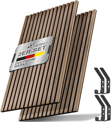 Wandpanelen - Akoestische panelen - Lattenwand - 2 stuks - 120x60 cm - Bruin - TRESKO