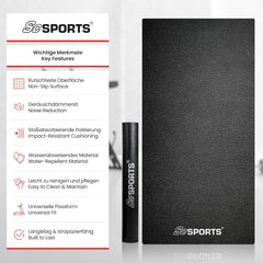 ScSports onderlegmat, beschermmat voor fitnessapparaten, loopband, hometrainer, halterbank, sporttoestellen, groot, zwart, 160L x 80B x 0.6D cm