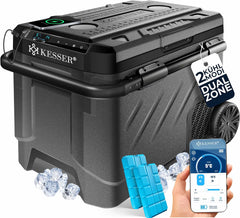 KESSER® Compressorkoelbox, elektrisch, 51 liter, campingvriesbox met led-touch, met app-besturing en koelaccu, USB-aansluiting, 12/24 V, 230 V, koelkastkoeling tot -20 °C