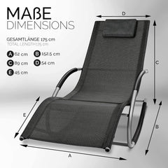tillvex Relaxstoel, tuinligstoel, weerbestendig, 150 kg belasting, zonnebed, ademend (zwart)