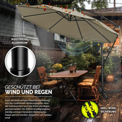 Tillvex® Parasol - Zweefparasol - Ø350cm - 360° Draaibaar - Bruin
