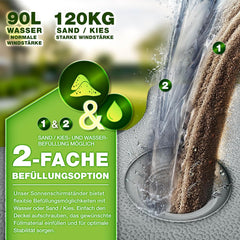 Tillvex® Parasoltegel - Parasolvoet  - Vulbaar tot 120 kg  - Grijs